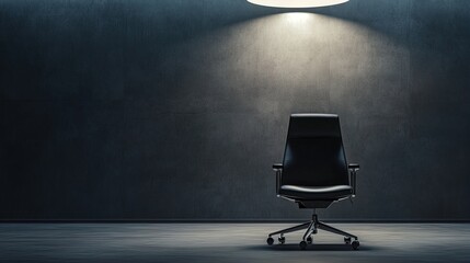 Elevate Your Space: Stunning Executive Black Chair Illuminated in Stylish Conference Room - Perfect Poster for Office or Modern Interior Design