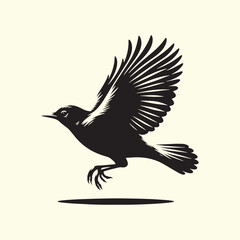 Black Silhouette of an American Robin Bird - Vector 
Illustration with Transparent Background