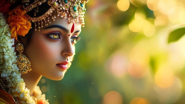 The Hindu goddess Parvati with a place to copy the text.