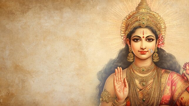 The Hindu goddess Parvati with a place to copy the text.