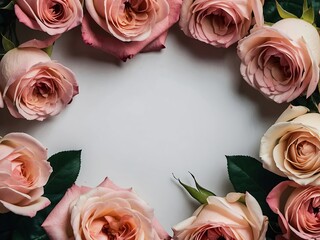 Minimalist border of pink roses with ample space for text