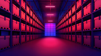 Large Warehouse With Numerous Items. Rows She