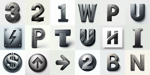 Brushed charcoal Lettering Typeface. AI generated illustration
