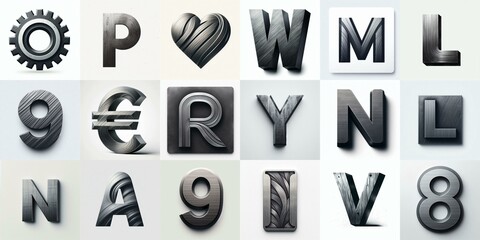 Brushed charcoal Lettering Typeface. AI generated illustration