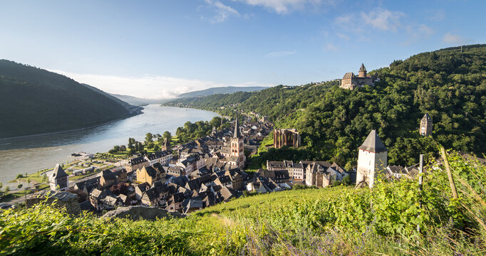 Stahleck Castle in the Middle Rhine Valley in the village of Bacharach