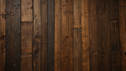 Fondo de tablón de madera de color marrón oscuro, papel tapiz. Antiguo fondo de madera con textura oscura grunge, la superficie de la antigua textura de madera marrón, vista superior de paneles.	
