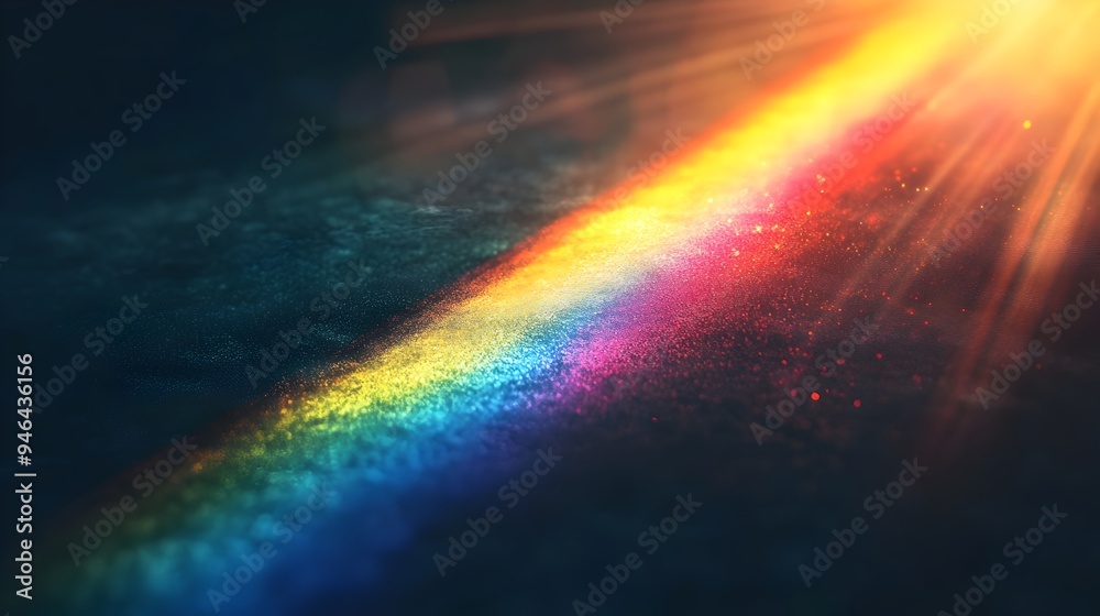 Poster captivating conceptual image showcasing the prismatic spectrum of light as it shines through a glass