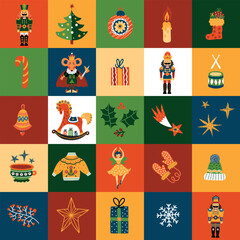 Cute Christmas vector seamless Nutcracker pattern. Can be used for wallpaper, pattern fills, web page background, surface textures.