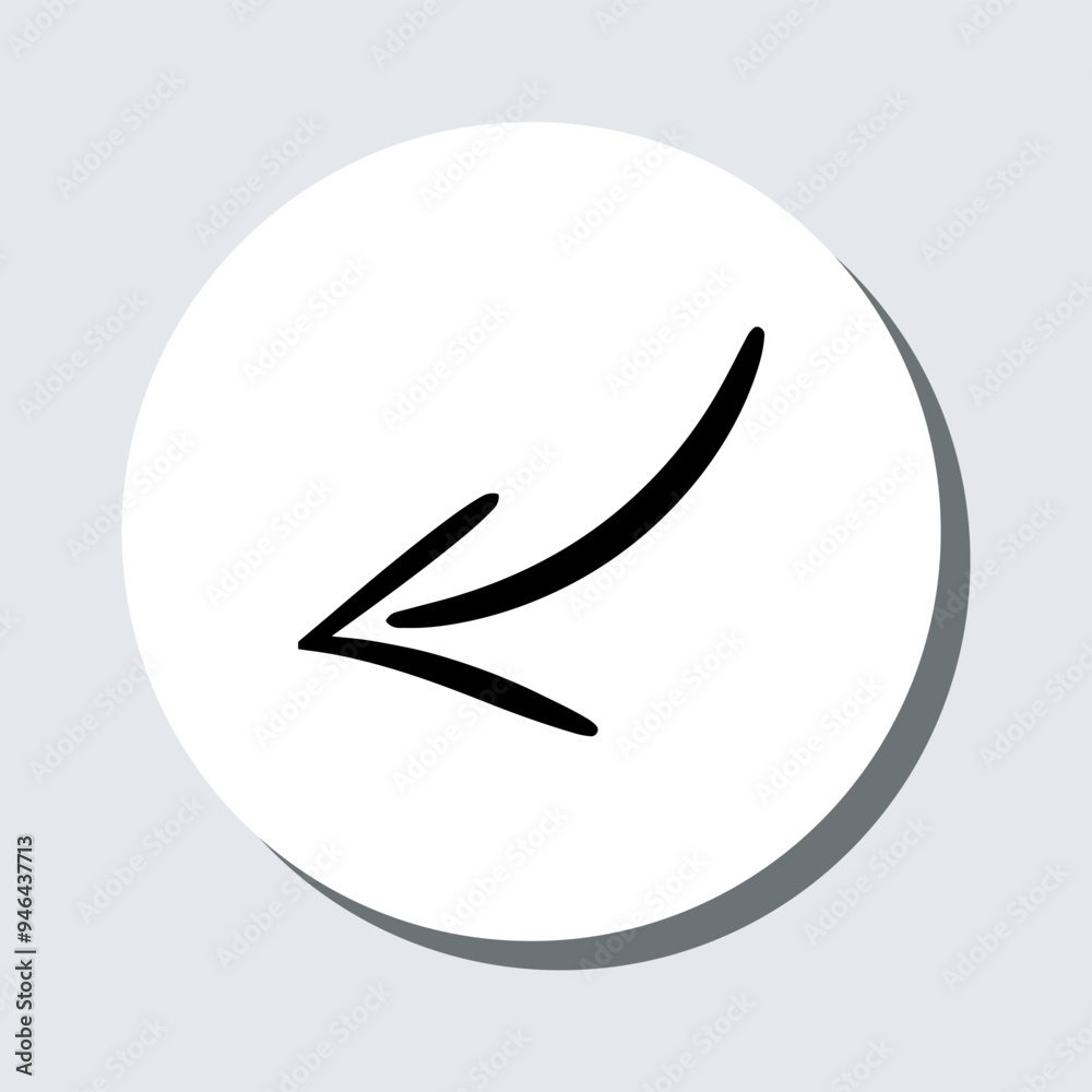 Poster curved arrow icon vector. arrow pointer sign symbol in trendy flat style. arrow left vector icon ill