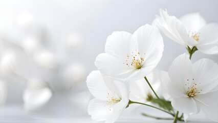 Fototapeta premium white blurred soft focus background with magnolia flowers