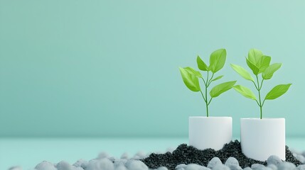 Biodegradable Packaging Dissolving into Earth with Plants Growing Symbolizing Eco-Friendly Pollution Reduction