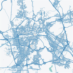 Obraz premium Map of Mecca in Saudi Arabia in blue. Contains layered vector with roads water, parks, etc.