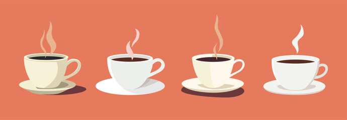 Set of vector illustration of a coffee cup on white background