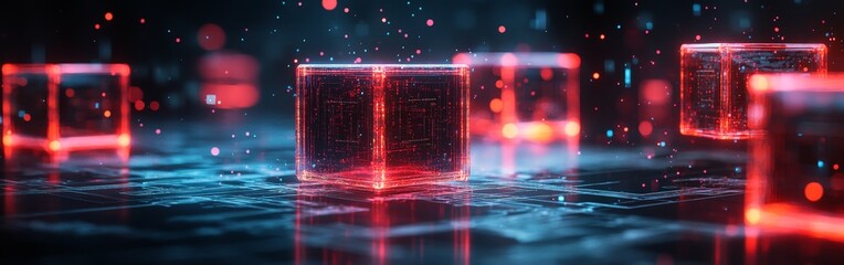 Digital Network Cubes in a Vibrant Abstract Composition