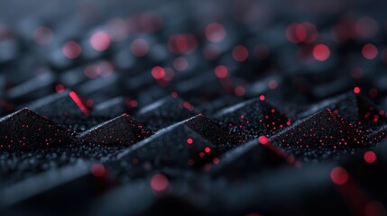 Obraz premium A textured black surface with prominent red highlight elements, creating a visually striking and modern abstract pattern that's perfect for design inspiration.