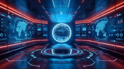 Sleek Futuristic Tech Lab with Digital Interfaces for High Tech Product Presentations and Concept Backgrounds