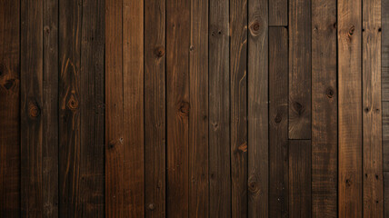 Naklejka premium Fond de planche de bois marron foncé, papier peint. Vieux fond en bois texturé foncé grunge, la surface de la vieille texture de bois brun, vue de dessus lambris en bois de pin brun. 