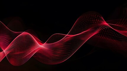 Red Radio Frequency Waves on Black Background, Abstract Image, Texture, Pattern Background, Wallpaper, Cover and Screen of Smartphone, PC, Laptop, 9:16 and 16:9 Format