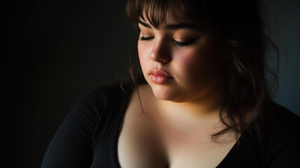 Fototapeta premium overweight, plus size, body shaming, self-esteem, confidence, discrimination, prejudice, bullying, acceptance, courage, empowerment, self-love, beauty, diversity, inner strength