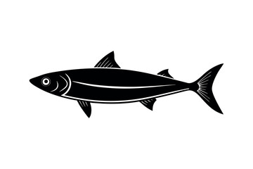 Sardine icon silhouette vector on  white background