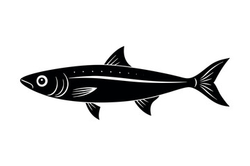 Sardine icon silhouette vector on  white background