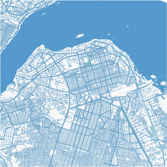 Map of Kinshasa in Democratic Republic of Congo in blue. Contains layered vector with roads water, parks, etc.