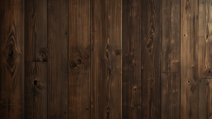 Fototapeta premium Fond de planche de bois marron foncé, papier peint. Vieux fond en bois texturé foncé grunge, la surface de la vieille texture de bois brun, vue de dessus lambris en bois de pin brun. 