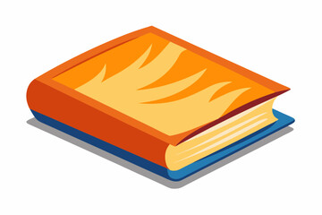 Book with orange, watercolor clipart illustration with isolated background.
