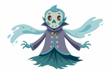 Victorian ghost, watercolor clipart illustration with isolated background.
