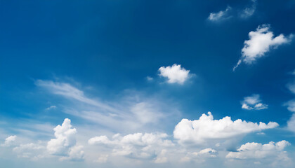 Blue clear sky with big clouds Background 