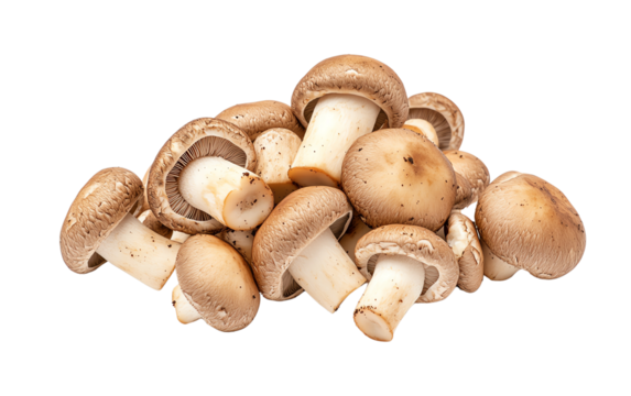 Fresh brown mushrooms stacked together, perfect for culinary dishes or healthy recipes. Versatile ingredient for various cuisines.