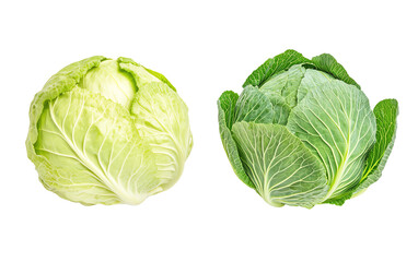 Fototapeta premium Fresh green and white cabbages, vibrant and crisp, ideal for healthy meals and salads, showcasing natural produce.