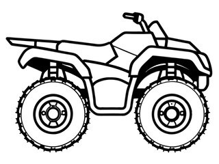 Black ATV on White Background - Vector Art Illustration