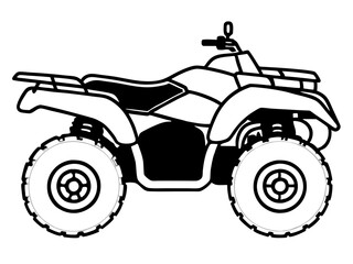 Black ATV on White Background - Vector Art Illustration