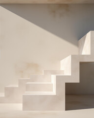 Fototapeta premium White stairs in the room. Abstract image. White tones.