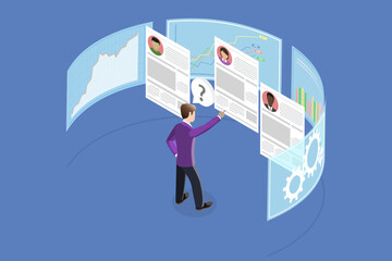 3D Isometric Flat Vector Illustration of Business HR And Technology, Revolutionary Approach