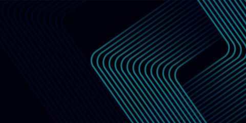 Dark blue abstract background with glowing geometric lines. Modern shiny blue lines pattern. Futuristic technology concept.