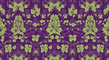 Shapes, Flowers, Waves, Purple and Green Florals, Abstract Image, Texture, Pattern Background, Wallpaper, Cover and Screen for Smartphone, PC, Laptop, 9:16 and 16:9 Format