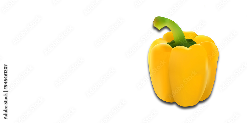 Wall mural large yellow juicy peppers on a white background