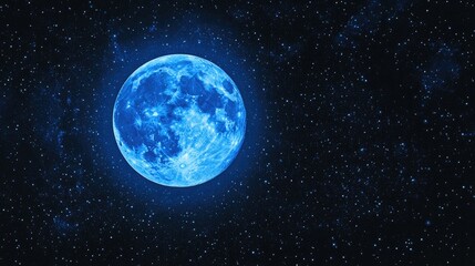Obraz premium A full blue moon with a starry sky background, creating a serene night scene.