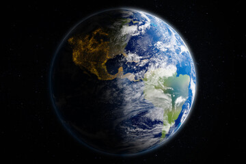 Day and night on planet Earth in space. Image elements furnished by NASA