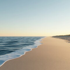 Desolate beach, waves slowly reclaiming the shore, 3D illustration