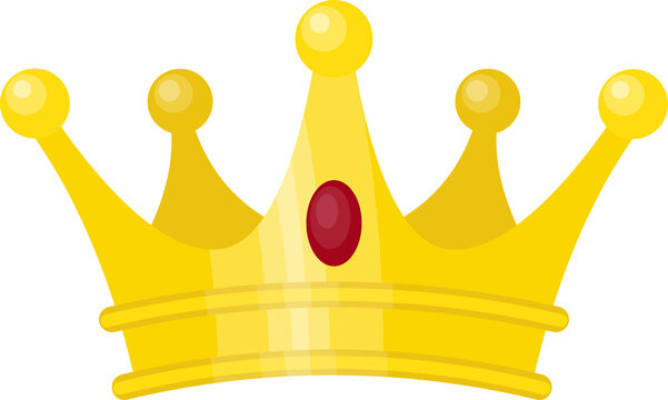 Luxury gold king's crown with oval ruby decoration