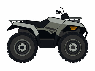 Black ATV on White Background Vector Art Illustration