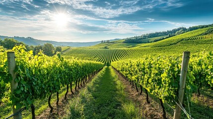 Naklejka premium Vineyard Landscape in Summer