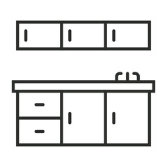 Kitchen cabinet icon, Furniture symbol outline icon, editable vector illustration and transparent graphic element. Isolated on white background
