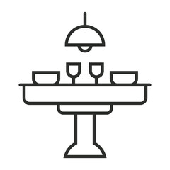 Dinner table icon, Furniture symbol outline icon, editable vector illustration and transparent graphic element. Isolated on white background