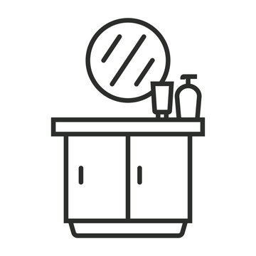 recommend clip art: Cabinet and mirror icon, Furniture symbol outline icon, editable vector illustration and transparent graphic element. Isolated on white background