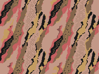 Full seamless camouflage background. Fabric print texture pattern for textile. Ethnic colors army camo uniform skin vector for fashion and wallpaper. 