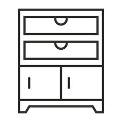 Cabinet icon, Furniture symbol outline icon, editable vector illustration and transparent graphic element. Isolated on white background